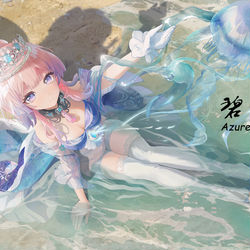 This is a pixiv picture whose title is Azure Sea Falling Tide|碧海潮落.