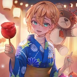 This is a pixiv picture whose title is 浴衣ブリジット.