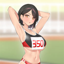 This is a pixiv picture whose title is 陸上部の後輩＿ コンビニの深夜バイト.