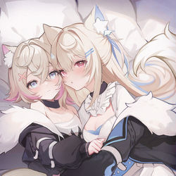 This is a pixiv picture whose title is FuwaMoco 🐾.