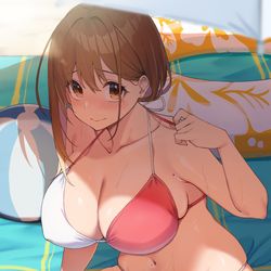 This is a pixiv picture whose title is こっち来て、背中塗ってくれる？.