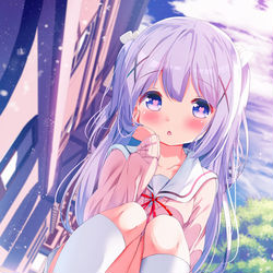 This is a pixiv picture whose title is うさぎ目線のハート目チノちゃん.
