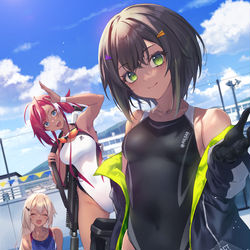 This is a pixiv picture whose title is 「ようこそ水泳部へ。」.