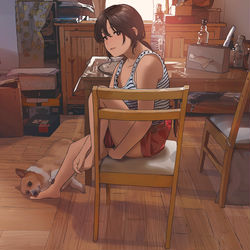 This is a pixiv picture whose title is ご飯貰えずに拗ねる犬🐶.