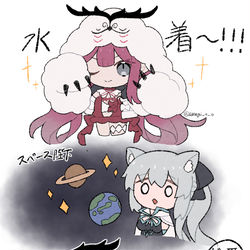This is a pixiv picture whose title is トリ子ちゃんの水着を見たモルガン陛下.