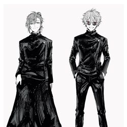 This is a pixiv picture whose title is 問題児二人。ただし──.