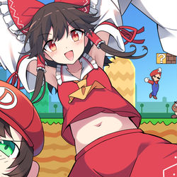 This is a pixiv picture whose title is 霊夢×Newスーパーマリオブラザーズ.
