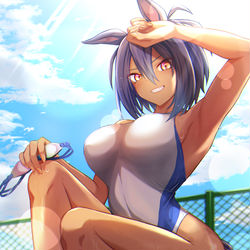 This is a pixiv picture whose title is 競泳水着のヒシアマ姐さん.