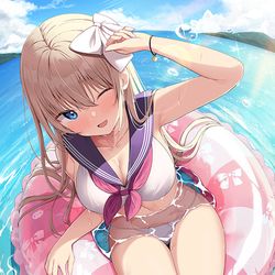 This is a pixiv picture whose title is 彼女と海デート！.