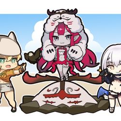 This is a pixiv picture whose title is 夏の妖精騎士バゲ子・トリ子・メリュ子.