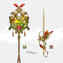 This is a pixiv picture whose title is タルップル・アップリューモチーフの武器(ポケモン).