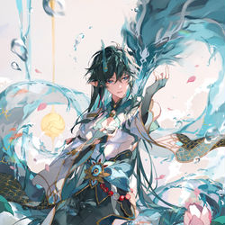 This is a pixiv picture whose title is 🌙🌊.