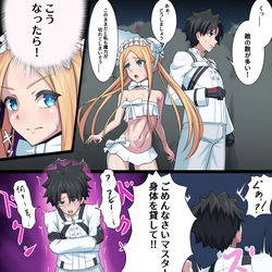 This is a pixiv picture whose title is アビーとぐだおの合体.