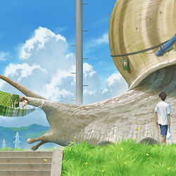 This is a pixiv picture whose title is 帰省中.