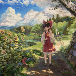 This is a pixiv picture whose title is 道草は足元に.