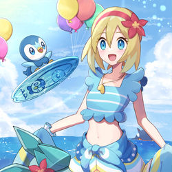 This is a pixiv picture whose title is 海を満喫するカイちゃんとグレイシア.