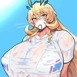 This is a pixiv picture whose title is 濡れ透け水着バゲ子.