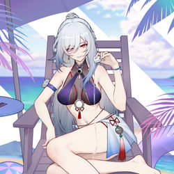 This is a pixiv picture whose title is 镜流水着.
