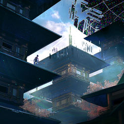 This is a pixiv picture whose title is 空のテクスチャ剥がれ落ちていってて草.