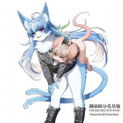 This is a pixiv picture whose title is おまねこ君とチュンチュン君.