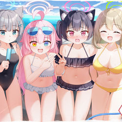 This is a pixiv picture whose title is 対策委員会の夏休み.
