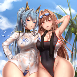 This is a pixiv picture whose title is NIKKE~ヘルムとラピ_ビーチデート.