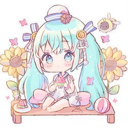 This is a pixiv picture whose title is 縁側でスイカ.