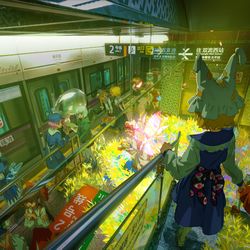 This is a pixiv picture whose title is 东方×铁道——春熙路.