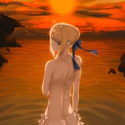 This is a pixiv picture whose title is 夕暮れ.