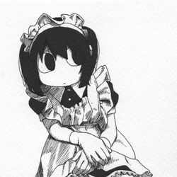 This is a pixiv picture whose title is 写真見ながら一発描きメイド.