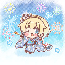 This is a pixiv picture whose title is 浴衣で夏祭り🥞💫.