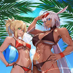 This is a pixiv picture whose title is カイニスちゃんとモーさん.