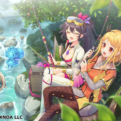 This is a pixiv picture whose title is 【FLOWER KNIGHT GIRL】悠々自適、釣り日和.