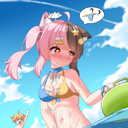 This is a pixiv picture whose title is 变异大鱼偷吃主播内裤.