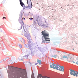 This is a pixiv picture whose title is 巫女うさぎ🐰⛩️🌸.