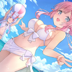 This is a pixiv picture whose title is 夏の終わりの水着ミモリ＆チセ.