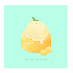 This is a pixiv picture whose title is マンゴーアイスとマンゴープリン.
