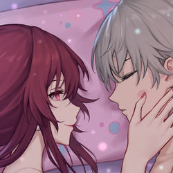 This is a pixiv picture whose title is 卡芙卡哄睡.