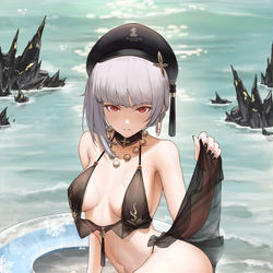 This is a pixiv picture whose title is 现在正是到海边玩水的时节，跟散华一起来感受夏天！！.