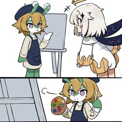This is a pixiv picture whose title is 絵を描いてもらうパイモン.