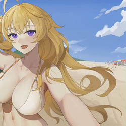 This is a pixiv picture whose title is ビーチウォーク.