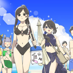 This is a pixiv picture whose title is 二次創作でよく見るお姉ちゃんとお姉さまの水着妄想.
