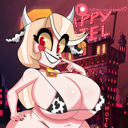 This is a pixiv picture whose title is Milky Charlie // Hazbin Hotel.