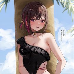This is a pixiv picture whose title is 水着のヒモが飾りか本物か当てるゲーム(完).