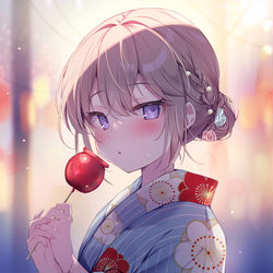 This is a pixiv picture whose title is 「あついね…」.