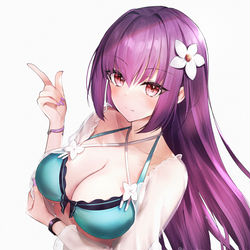 This is a pixiv picture whose title is 水着スカディ(霊衣).