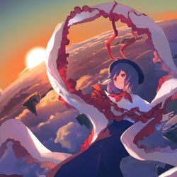 This is a pixiv picture whose title is 雲上の夕べ.