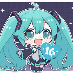 This is a pixiv picture whose title is 初音ミク16周年.