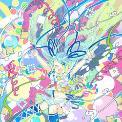 This is a pixiv picture whose title is 【#miku16th 関連お知らせ付き】16周年おめでとう！.