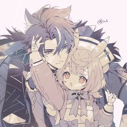 This is a pixiv picture whose title is 【原神】リオ＋シグ①.